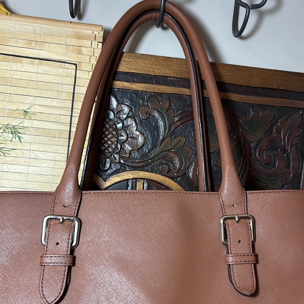 Kate Spade Tote Tan Dune Safiano Leather Ariel Structured Design and Dust Bag - Picture 6 of 17